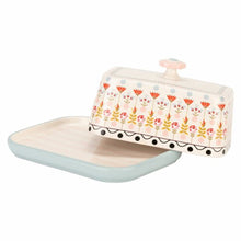 Load image into Gallery viewer, Block butter is best served on its very own dish! This painted table covered butter dish from Cath K
