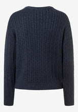 Load image into Gallery viewer, MORE &amp; MORE &lt;BR&gt;
Cable-knit sweater with flaps and gold buttons &lt;BR&gt;
Navy &lt;BR&gt;
