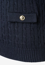 Load image into Gallery viewer, MORE &amp; MORE &lt;BR&gt;
Cable-knit sweater with flaps and gold buttons &lt;BR&gt;
Navy &lt;BR&gt;

