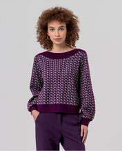 Load image into Gallery viewer, SURKANA <BR>
Boat neck jacquard jumper <BR>
Purple Mix <BR>
