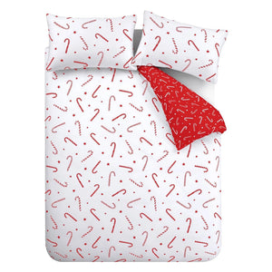 CATHERINE LANSFIELD <BR>
Candy Cane Duvet Set & Fleece Throw <BR>
Red & White <BR>