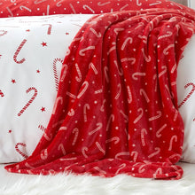 Load image into Gallery viewer, CATHERINE LANSFIELD &lt;BR&gt;
Candy Cane Duvet Set &amp; Fleece Throw &lt;BR&gt;
Red &amp; White &lt;BR&gt;
