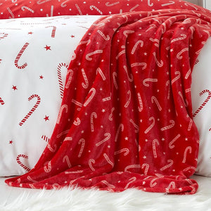 CATHERINE LANSFIELD <BR>
Candy Cane Duvet Set & Fleece Throw <BR>
Red & White <BR>