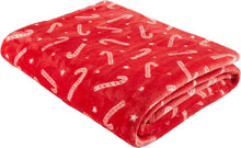 Load image into Gallery viewer, CATHERINE LANSFIELD &lt;BR&gt;
Candy Cane Duvet Set &amp; Fleece Throw &lt;BR&gt;
Red &amp; White &lt;BR&gt;
