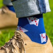 Load image into Gallery viewer, SWOLE PANDA &lt;BR&gt;
Men’s Playing Cards Bamboo Socks &lt;BR&gt;
Royal &lt;BR&gt;
