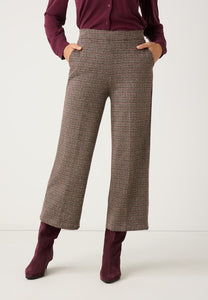MORE & MORE <BR>
Jersey culottes with houndstooth pattern <BR>
Check in brown/ecru/burgundy<BR>