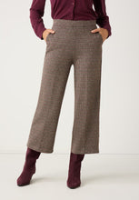 Load image into Gallery viewer, MORE &amp; MORE &lt;BR&gt;
Jersey culottes with houndstooth pattern &lt;BR&gt;
Check in brown/ecru/burgundy&lt;BR&gt;
