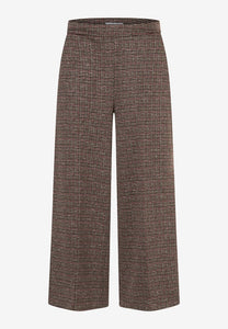 MORE & MORE <BR>
Jersey culottes with houndstooth pattern <BR>
Check in brown/ecru/burgundy<BR>