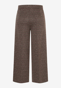 MORE & MORE <BR>
Jersey culottes with houndstooth pattern <BR>
Check in brown/ecru/burgundy<BR>
