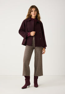 MORE & MORE <BR>
Jersey culottes with houndstooth pattern <BR>
Check in brown/ecru/burgundy<BR>