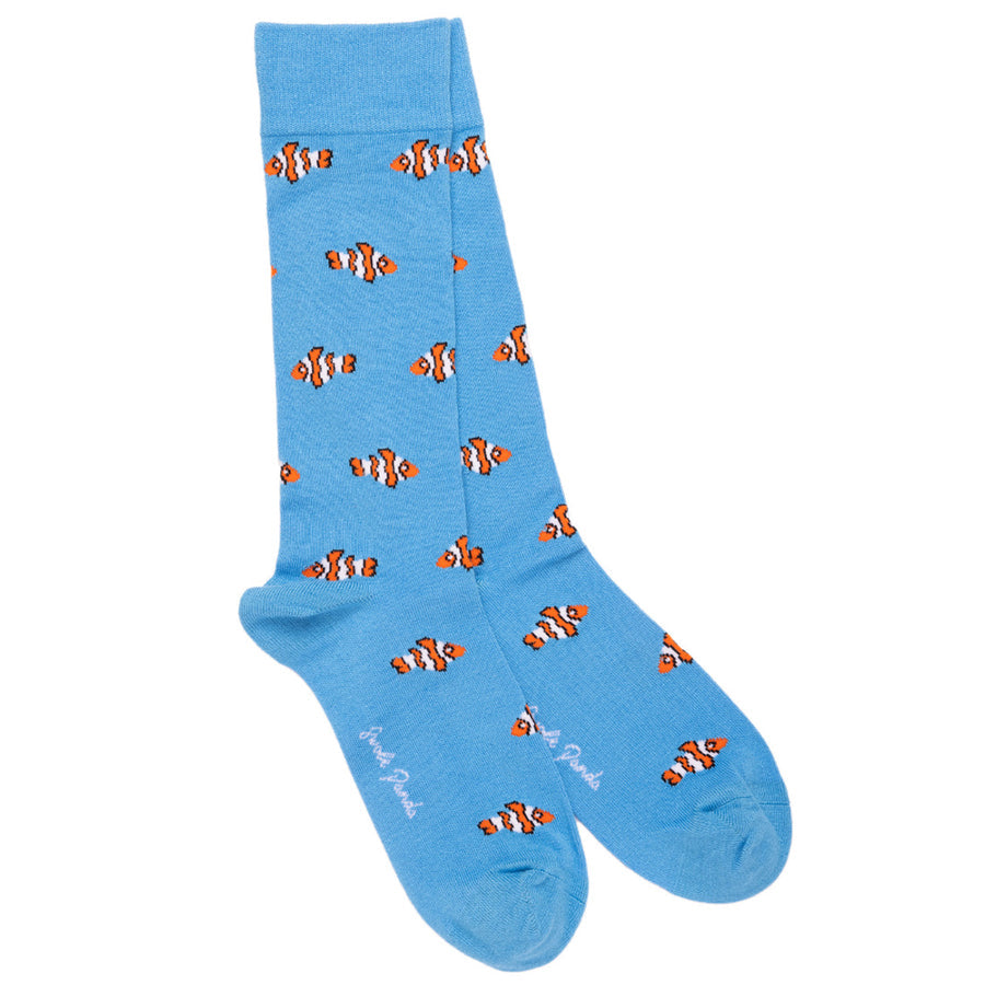 SWOLE PANDA <BR>
Men’s Clown Fish Bamboo Socks <BR>
Turquoise <BR>