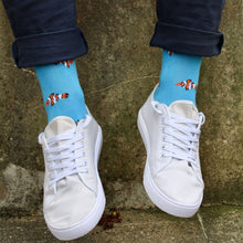 Load image into Gallery viewer, SWOLE PANDA &lt;BR&gt;
Men’s Clown Fish Bamboo Socks &lt;BR&gt;
Turquoise &lt;BR&gt;
