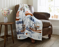 THE LYNDON COMPANY <BR>
Coastal Fishing Village Throw <BR>
Blue multi <BR>