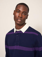 Load image into Gallery viewer, WHITE STUFF &lt;BR&gt;
Colour Block Rugby Shirt &lt;BR&gt;
Navy &amp; Purple Stripe &lt;BR&gt;
