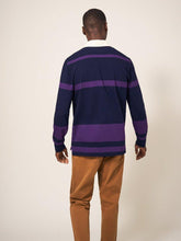 Load image into Gallery viewer, WHITE STUFF &lt;BR&gt;
Colour Block Rugby Shirt &lt;BR&gt;
Navy &amp; Purple Stripe &lt;BR&gt;
