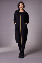 Load image into Gallery viewer, PERUZZI &lt;BR&gt;
Cowl Neck Dress &lt;BR&gt;
Black with bronze trim &lt;BR&gt;
