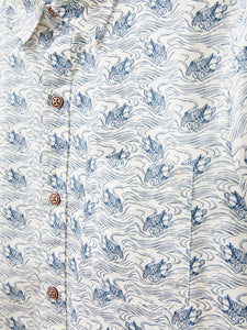 WHITE STUFF <BR>
Duck Shirt <BR>
Natural White & denim blue or dark navy print <BR>