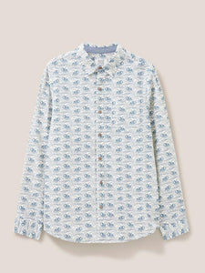 WHITE STUFF <BR>
Duck Shirt <BR>
Natural White & denim blue or dark navy print <BR>