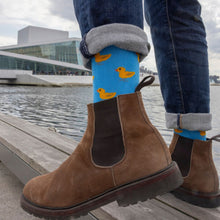 Load image into Gallery viewer, SWOLA PANDA &lt;BR&gt;Men&#39;s Bamboo Duck Socks &lt;BR&gt;Blue &amp; Yellow &lt;BR&gt;
