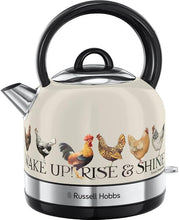 Load image into Gallery viewer, EMMA BRIDGEWATER &lt;BR&gt;
Rise &amp; Shine Kettle &lt;BR&gt;
Hen motif on cream &lt;BR&gt;
