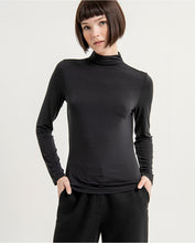 Load image into Gallery viewer, SURKANA &lt;BR&gt;
Fitted T-shirt with plain elasticated low Perkins polo neck&lt;BR&gt;
Black or Turquoise &lt;BR&gt;
