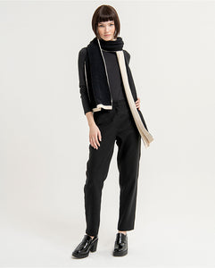 SURKANA <BR>
Fitted T-shirt with plain elasticated low Perkins polo neck<BR>
Black or Turquoise <BR>