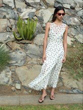 Load image into Gallery viewer, FRENCH CONNECTION <BR>
Emina Chiffon Polka Dot Maxi Dress <BR>
Cream with black spot <BR>

