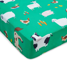 Load image into Gallery viewer, CATHERINE LANSFIELD &lt;BR&gt;
Farmyeard Fitted Sheets &lt;BR&gt;
Green &lt;BR&gt;
