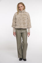 Load image into Gallery viewer, RINO &amp; PELLE &lt;BR&gt;
Feline Faux Fur Jacket with knitted sleeves &lt;BR&gt;
Birch &lt;BR&gt;
