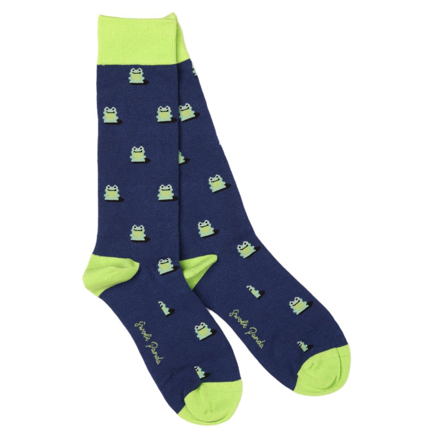 SWOLE PANDA <BR>
Men’s Frog Bamboo Socks <BR>
Navy <BR>