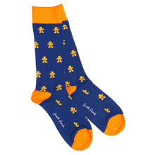 Load image into Gallery viewer, SWOLE PANDA &lt;BR&gt;
Men’s Gingerbead Men Bamboo Socks &lt;BR&gt;
Blue&lt;BR&gt;
