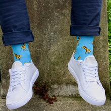 Load image into Gallery viewer, SWOLE PANDA &lt;BR&gt;
Men’s Goraffe Bamboo Socks &lt;BR&gt;
Blue &lt;BR&gt;
