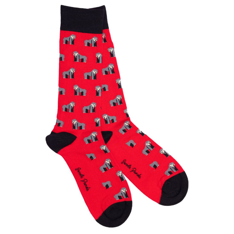SWOLE PANDA <BR>
Men’s Gorilla Bamboo Socks <BR>
Red <BR>