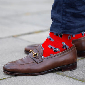 SWOLE PANDA <BR>
Men’s Gorilla Bamboo Socks <BR>
Red <BR>