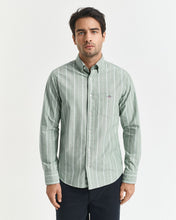 Load image into Gallery viewer, GANT &lt;BR&gt;
Regular Fit Striped Classic Oxford Shirt &lt;BR&gt;
Green &lt;BR&gt;
