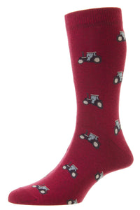 HJ SOCKS <BR>
Tractor Motif  Men’s Socks <BR>
Olive or Burgundy <BR>