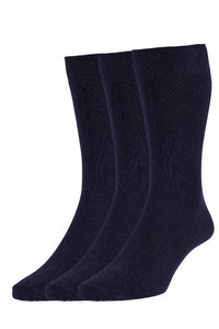 HJ SOCKS <BR>
Classic Plain Knit 3 Pair Pack <BR>
Navy <BR>