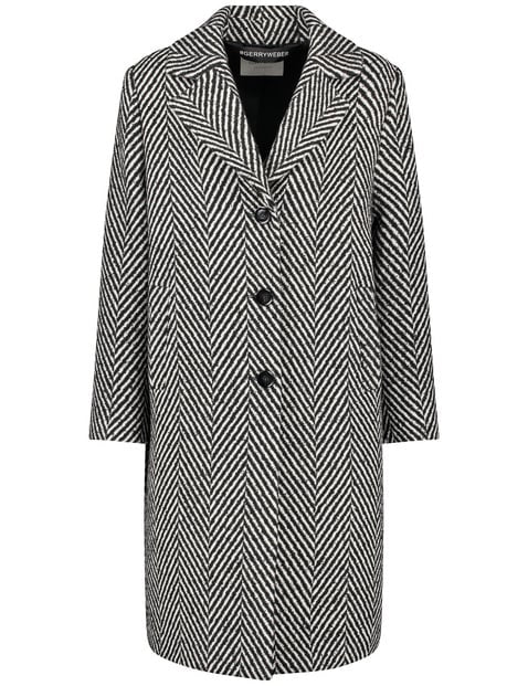 GERRY WEBER <BR>
Wool Coat with a Large Lapel Collar <BR>
Black & White <BR>