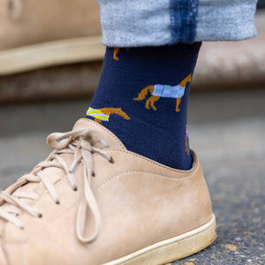 SWOLE PANDA <BR>
Men’s Horse Bamboo Socks <BR>
Navy <BR>