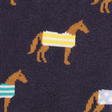 Load image into Gallery viewer, SWOLE PANDA &lt;BR&gt;
Men’s Horse Bamboo Socks &lt;BR&gt;
Navy &lt;BR&gt;
