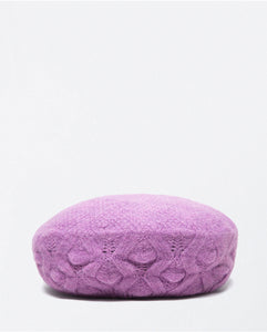 SURKANA <BR>
Knitted Beret <BR>
Lilac <BR>