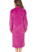 Load image into Gallery viewer, MARLON &lt;BR&gt;
Greek Key Motif Embossed Fleece Button-Through Housecoat &lt;BR&gt;
Pink or Purple &lt;BR&gt;
