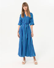 Load image into Gallery viewer, SURKANA &lt;BR&gt;
Striped satin shirt dress &lt;BR&gt;
Blue &lt;BR&gt;
