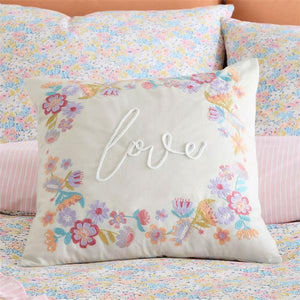 CATHERINE LANSFIELD <BR>
Love Embroidered Filled Cushion 45x45 <BR>
Cream Ground <BR>