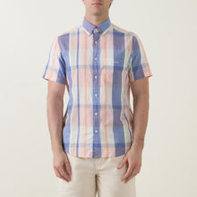 Load image into Gallery viewer, GANT &lt;BR&gt;
Indian Madras Short Sleeve Shirt &lt;BR&gt;
Watermelon Red or Blue Peach &lt;BR&gt;
