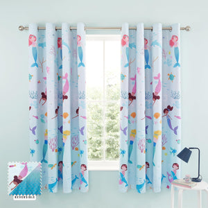 CATHERINE LANSFIELD <BR>
Mermaid 66x72 Inch Fully Reversible Curtain <BR>
Blue/Pink <BR>