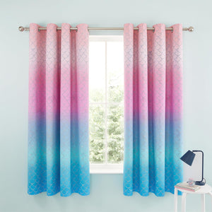CATHERINE LANSFIELD <BR>
Mermaid 66x72 Inch Fully Reversible Curtain <BR>
Blue/Pink <BR>