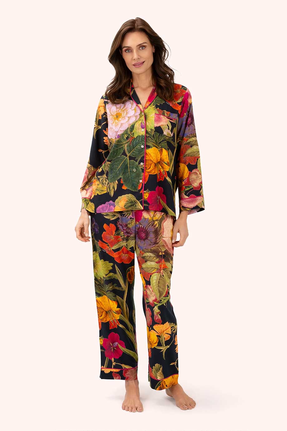 POWDER <BRM
Midnight Posy Pyjamas <BR>
Black <BR>