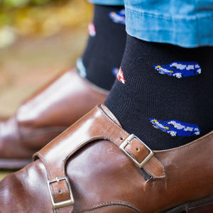 SWOLE PANDA <BR>
Men’s Mini Car Bamboo Socks <BR>
Black <BR>