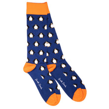 Load image into Gallery viewer, SWOLE PANDA &lt;BR&gt;
Men’s Penguin Bamboo Socks &lt;BR&gt;
Navy &lt;BR&gt;
